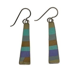 Multicolor Inlay Hook Dangle Earrings